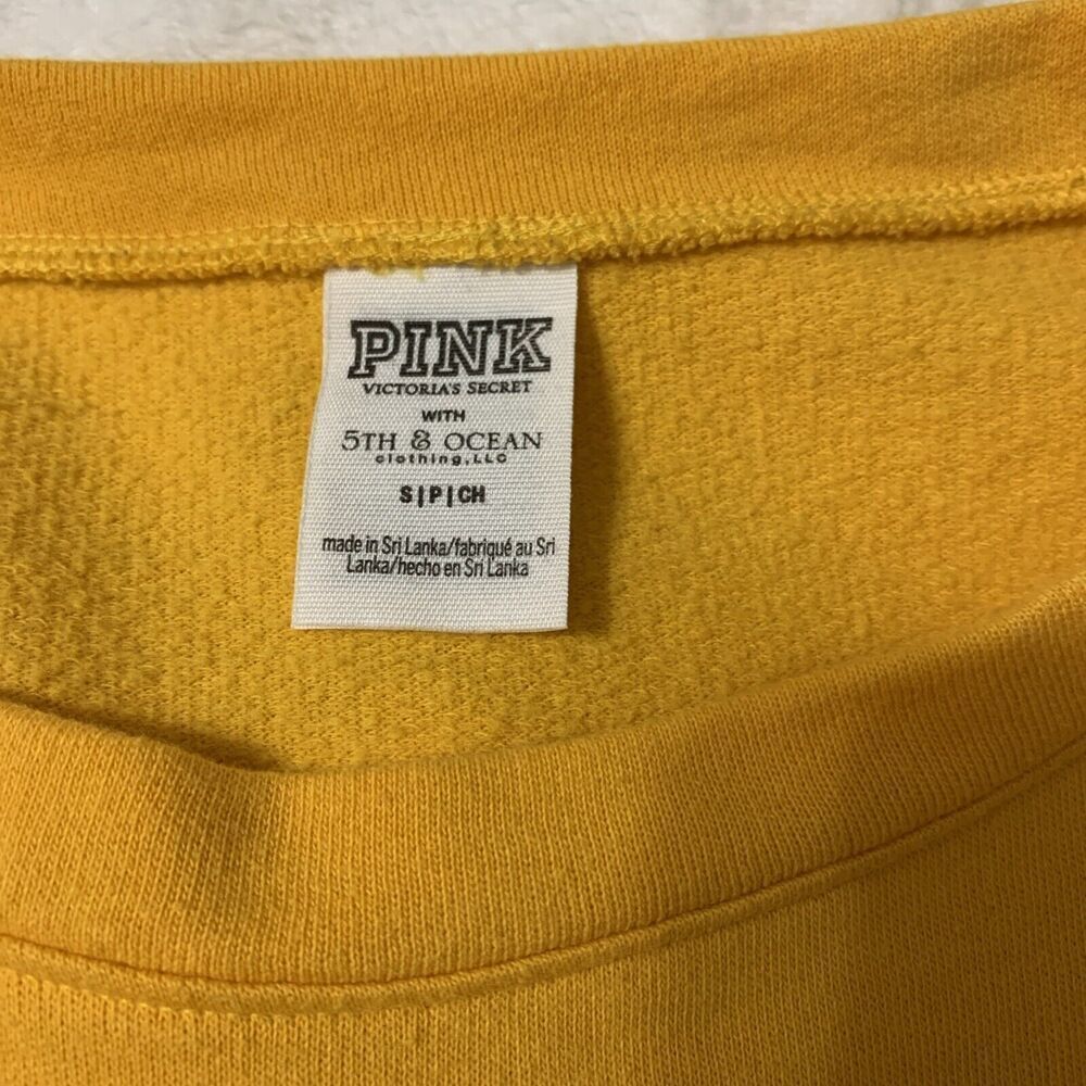 Victoria’s Secret PINK Iowa Hawkeyes Sweatshirt Small Yellow Relaxed Fit - Picture 4 of 7
